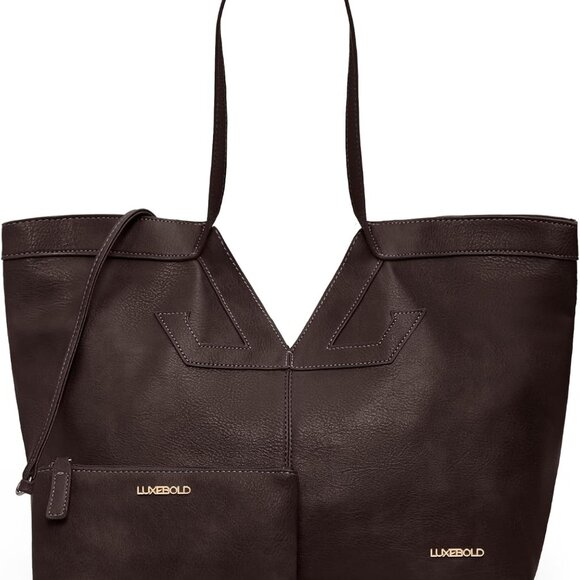 Oversize Vegan Leather Tote Bag Women Shoulder Hobo Weekender Purse - Picture 1 of 7
